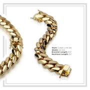 Miami Cuban Link Necklace Bracelet 22 mm