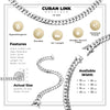Men Miami Cuban Link Chain Silver Jewelry 24 inch 10 mm