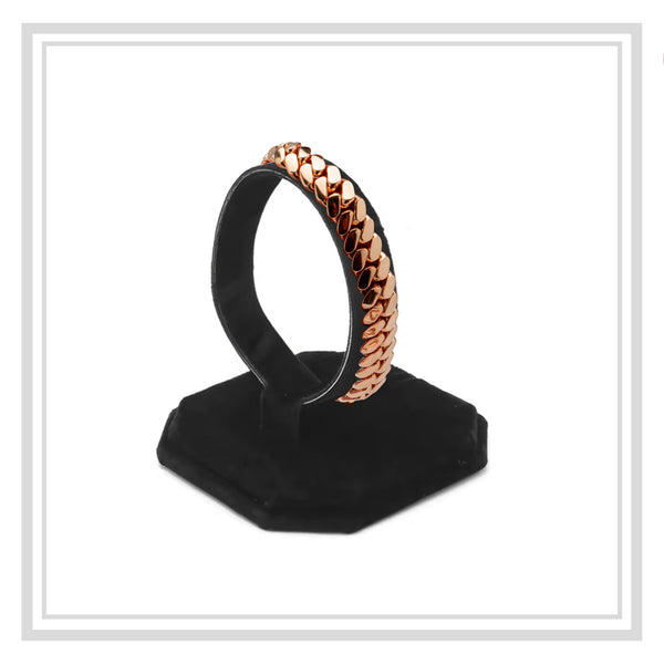 Miami Cuban Link Bracelet 14K Rose Gold Premium Plated 12 mm Men Jewelry 8.5 inch