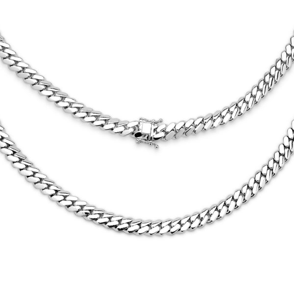 Miami Cuban Link Men Necklace Silver Plated Jewelry 10 mm