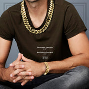 Miami Cuban Link Necklace Bracelet 18 mm