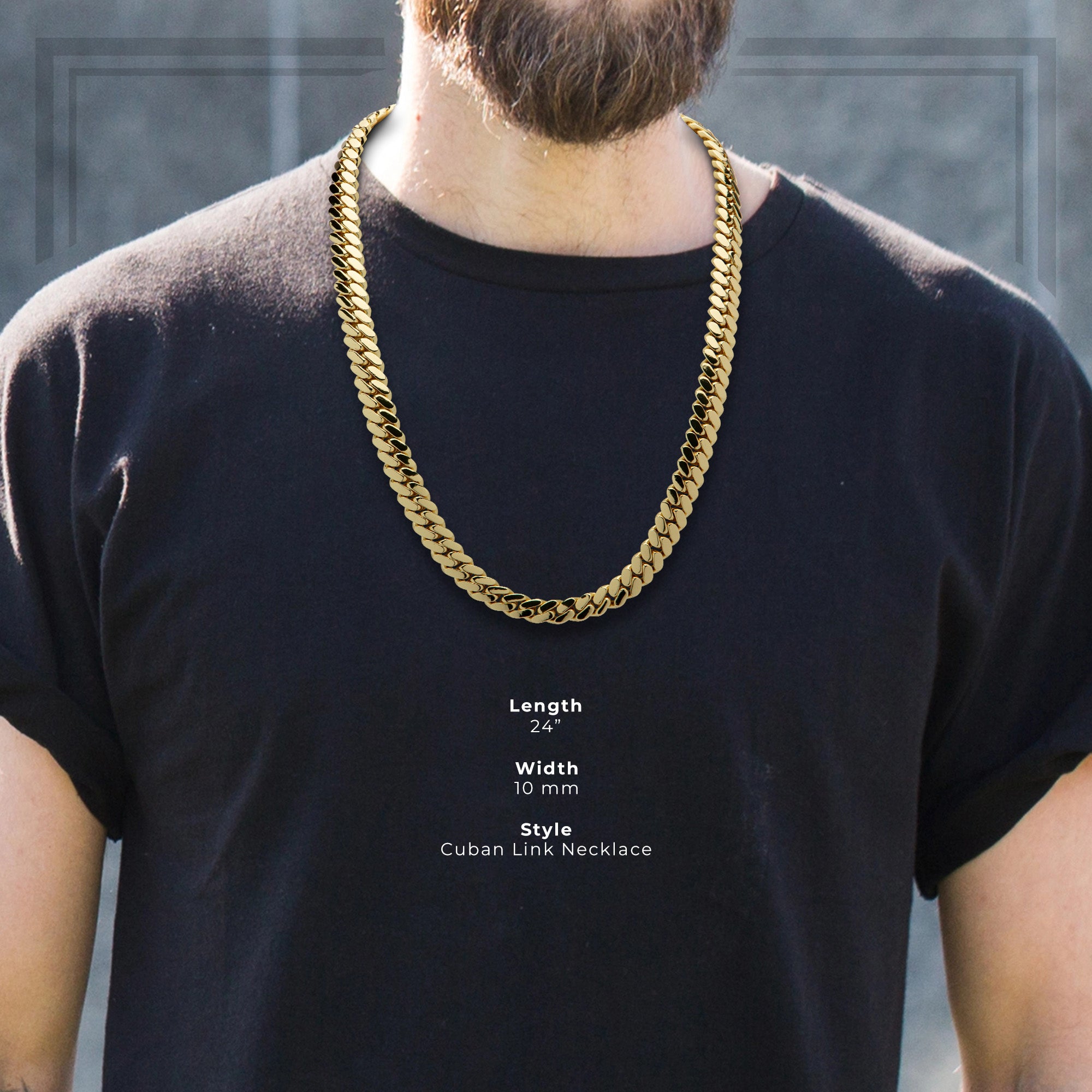 24 Inch 10 Mm Curb Link Chain Miami Cuban Link Chain Necklace 14K