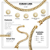 Miami Cuban Link Chain 14K Gold Premium Plated Necklace 12mm Men Jewelry 24 inch