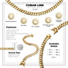 Miami Cuban Link Chain 14K Gold Premium Plated 10mm Men Jewelry 24 inch