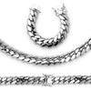 Cuban Link Necklace Bracelet Set  Silver Plated 22 mm Men Jewelry 24 inch
