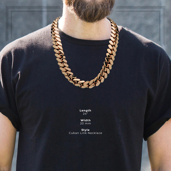 Cuban Link Necklace Rose Gold 20 mm Men Jewelry