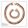 Cuban Link Set Necklace Bracelet Rose Gold Plated 18 mm Men Jewelry 24 inch