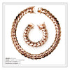 Cuban Link Set Necklace Bracelet Rose Gold Plated 20 mm Men Jewelry 24 inch