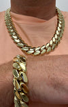 Miami Cuban Link Set Necklace and   Bracelet 14K Gold Premium Plated 20mm Men Jewelry 24 inch 8.5 inch