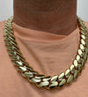 Miami Cuban Link Set Necklace and   Bracelet 14K Gold Premium Plated 20mm Men Jewelry 24 inch 8.5 inch