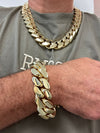 Miami Cuban Link Set Necklace and   Bracelet 14K Gold Premium Plated 24mm Men Jewelry 24 inch 8.5 inch