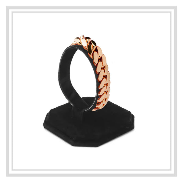Miami Cuban Link Bracelet 14K Rose Gold Premium Plated 15 mm Men Jewelry 8.5 inch