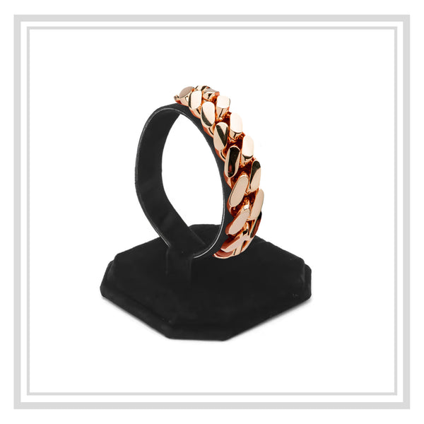 Miami Cuban Link Bracelet 14K Rose Gold Premium Plated 20 mm Men Jewelry 8.5 inch
