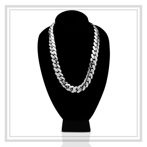 Miami Cuban Link Chain Silver Plated Men Jewelry 24 inch