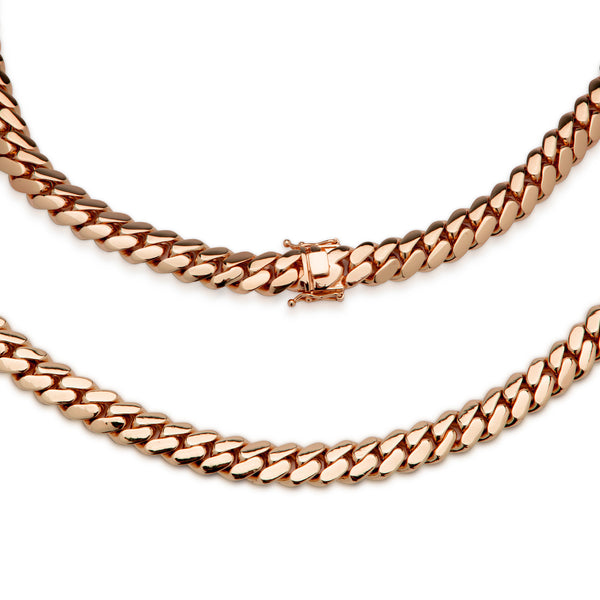 Miami Cuban Link Men Necklace Rose Gold Plated Jewelry 15 mm