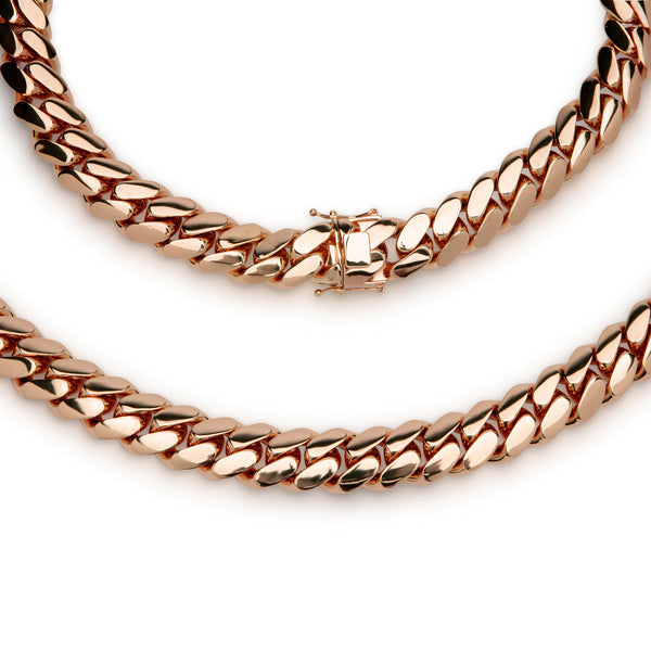 Miami Cuban Link Men Necklace Rose Gold Plated Jewelry 18 mm