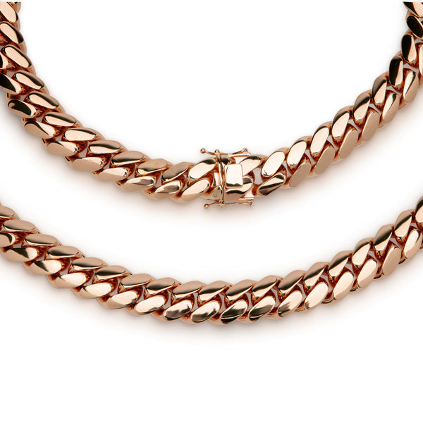 Miami Cuban Link Men Necklace Rose Gold Plated Jewelry 20 mm