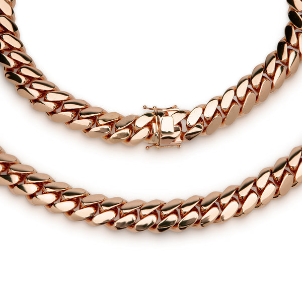 Miami Cuban Link Men Necklace Rose Gold Plated Jewelry 24 mm