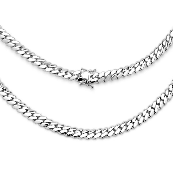 Miami Cuban Link Men Necklace Silver Plated Jewelry 15 mm
