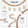 Miami Cuban Link Necklace Rose Gold Plated 12 mm Men Jewelry 24 inch
