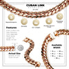 Miami Cuban Link Necklace Rose Gold Plated 20 mm Men Jewelry 24 inch