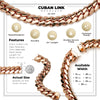 Miami Cuban Link Necklace Rose Gold Plated 22 mm Men Jewelry 24 inch