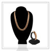 Miami Cuban Link Set Necklace Bracelet Rose Gold Plated 15 mm Men Jewelry