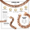Miami Cuban Link Set Necklace Bracelet  Rose Gold Plated 15 mm Men Jewelry 24 inch