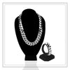 Miami Cuban Link Set Necklace and Bracelet Silver 22 mm Men Jewelry