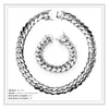 Miami Cuban Link Set Necklace and Bracelet Silver Men Jewelry 18 mm