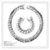 Miami Silver Plated Cuban Link Set Necklace Bracelet Men Jewelry 20 mm