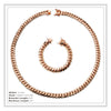 Rose Gold Plated Cuban Link Set Necklace Bracelet Chain 12 mm Men Jewelry 24 inch