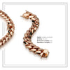 Rose Gold Plated Cuban Link Set Necklace Bracelet Chain 18 mm Men Jewelry