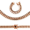 Set Cuban Link Chain Rose Gold Plated 20 mm Men Jewelry 24 inch