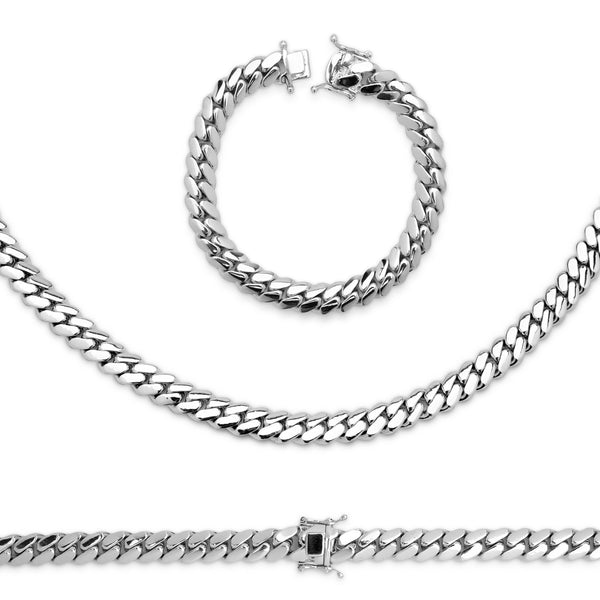Silver Plated Cuban Link Bracelet Chain 10 mm Men Jewelry 24 inch